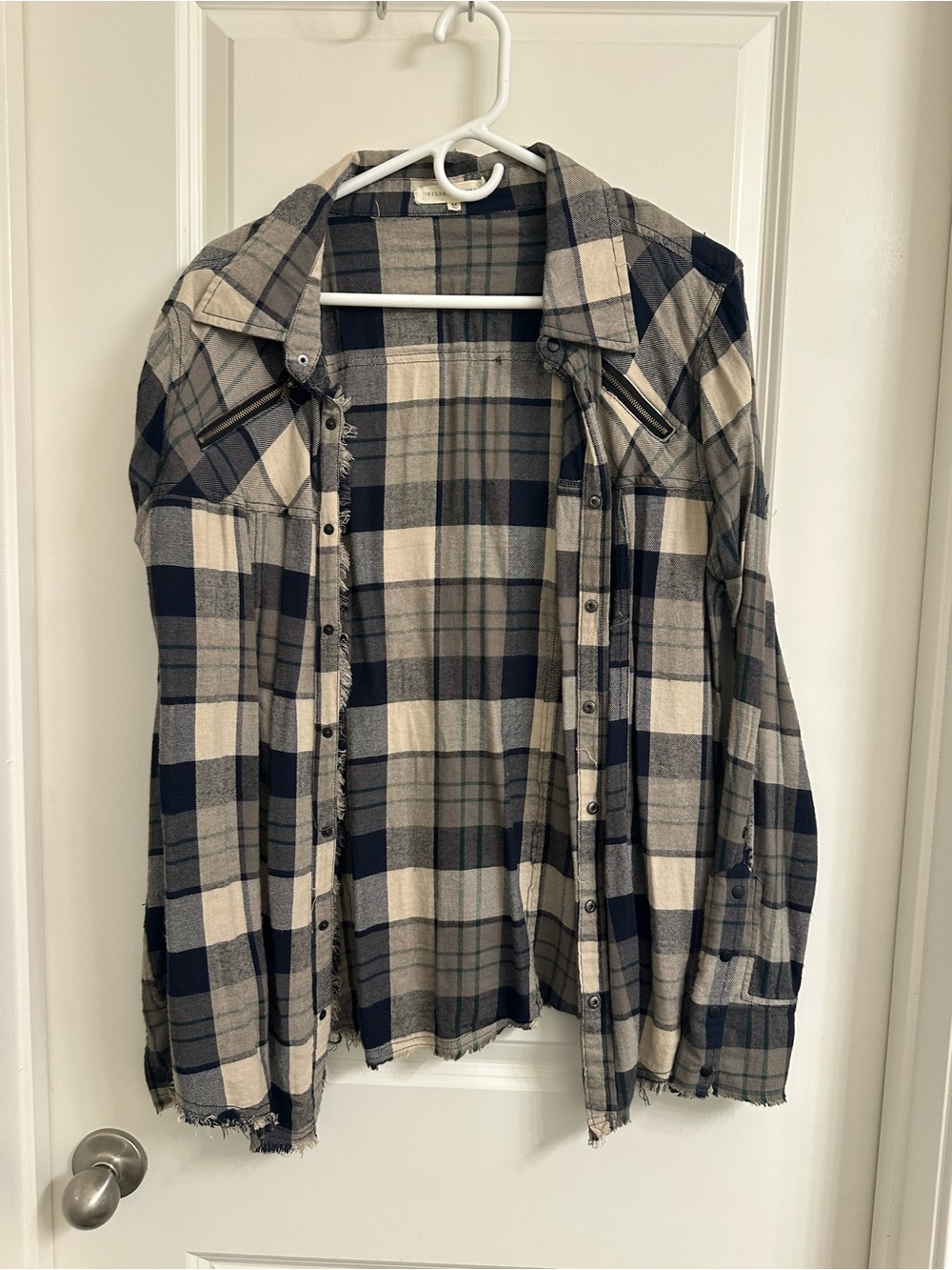 Gilded Intent Black & Cream Plaid Lightweight Shirt Jacket